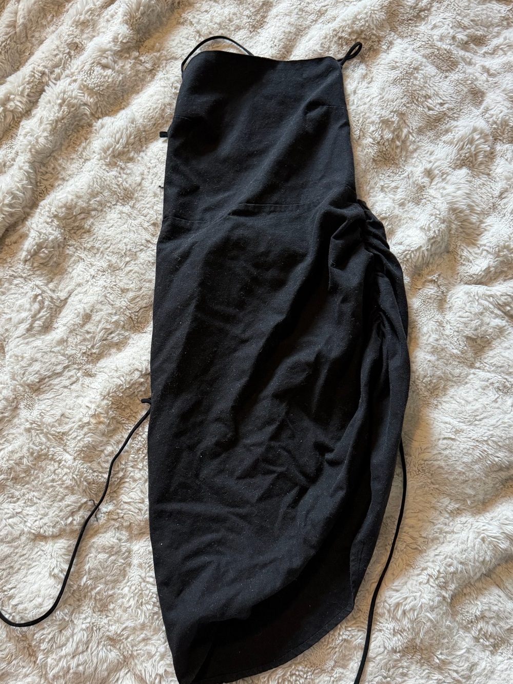 Black Ruched Side Tie Bodycon Dress